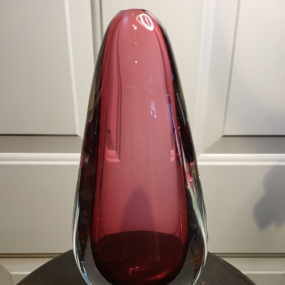 Vintage Murano Sumerso Hand Blown Glass Vase 10 3/4